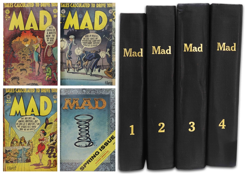 63 Issues of ''Mad'' Magazines From Issue #7 in 1953 to Issue #69 in 1962,  Bound in Four Volumes -- Also Includes the Sole Two Issues of ''Trump'' Magazine Published by Hugh Hefner in 1957